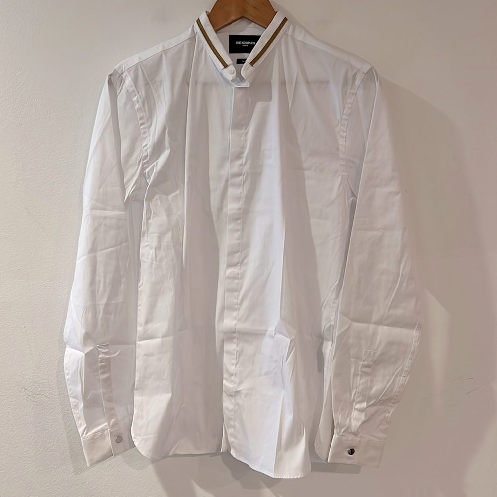 The Kooples White slim-fit officer-collar shirt